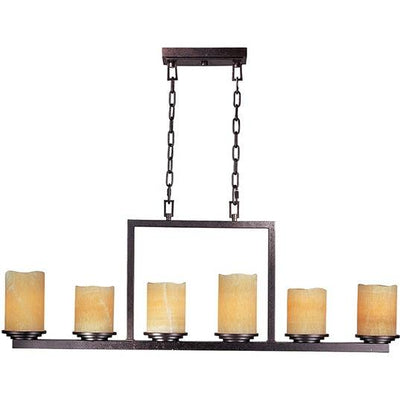 Rustic Ebony with Stone Candle Shade Linear Pendant - LV LIGHTING