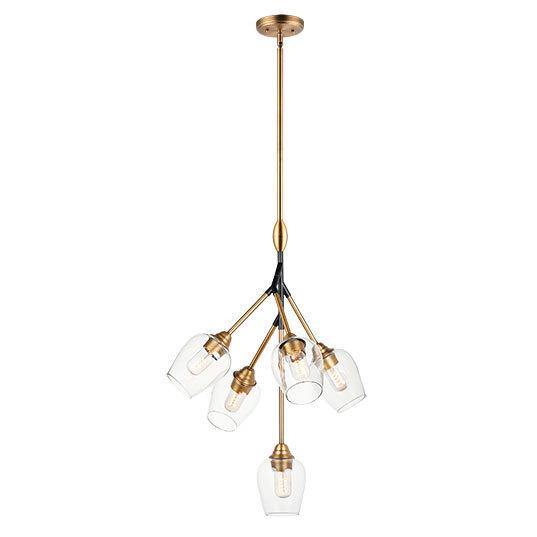 Antique Brass and Black with Clear Glass Shade Pendant - LV LIGHTING