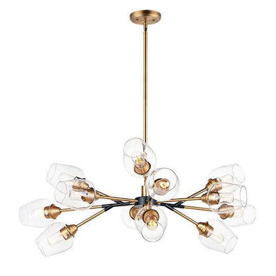 Antique Brass and Black with Clear Glass Shade Chandelier - LV LIGHTING
