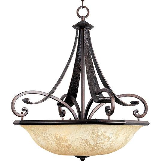 Rustic Burnished with Frost Lichen Glass Shade Pendant - LV LIGHTING