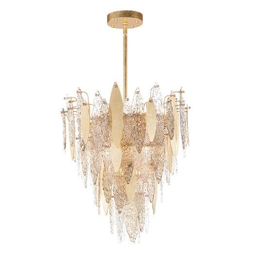 Gold Leaf with Clear Glass Petals Chandelier - LV LIGHTING