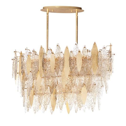 Gold Leaf with Clear Glass Petals Linear Pendant - LV LIGHTING