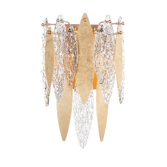 Gold Leaf with Clear Glass Petals Wall Sconce - LV LIGHTING