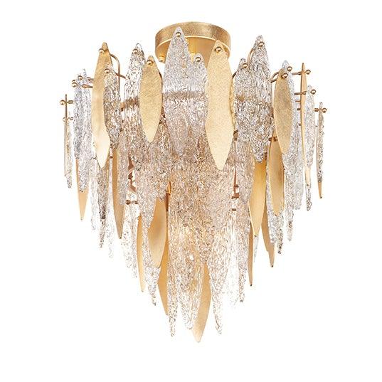 Gold Leaf with Clear Glass Petals Flush Mount - LV LIGHTING