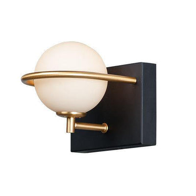 Black and Gold with Satin White Glass Globe Vanity Light - LV LIGHTING
