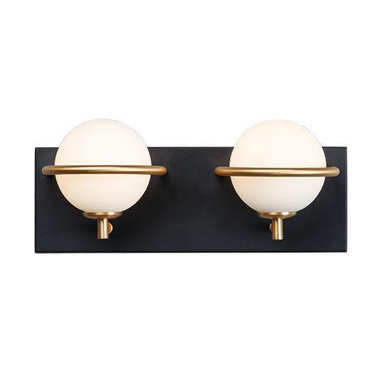Black and Gold with Satin White Glass Globe Vanity Light - LV LIGHTING