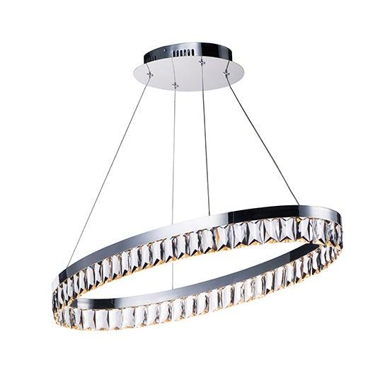 LED Polished Chrome with Crystal Ring Oval Chandelier - LV LIGHTING