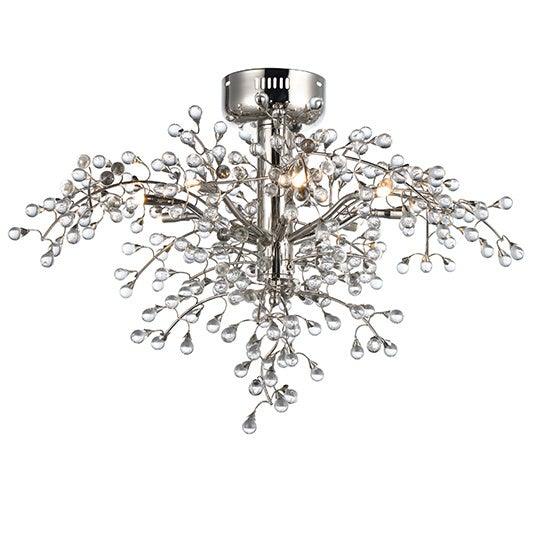 Polished Nickel with Clear Glass Ball Tree Branch Semi Flush Mount - LV LIGHTING