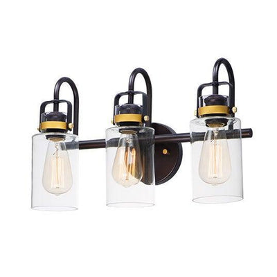 Bronze and Gold with Clear Glass Shade Vanity Light - LV LIGHTING