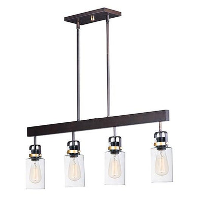 Bronze and Gold with Clear Glass Shade Linear Pendant - LV LIGHTING