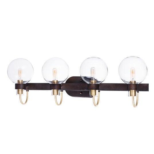 Bronze and Satin Brass with Clear Glass Globe Vanity Light - LV LIGHTING