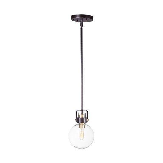 Bronze and Satin Brass with Clear Glass Globe Pendant - LV LIGHTING