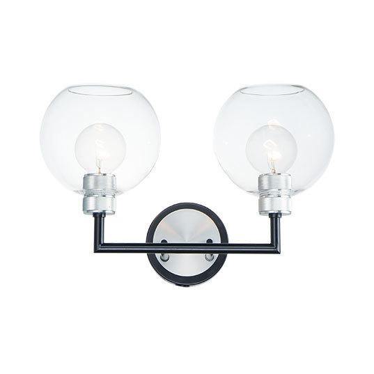 Black and Brushed Aluminum with Clear Glass Shade Vanity Light - LV LIGHTING