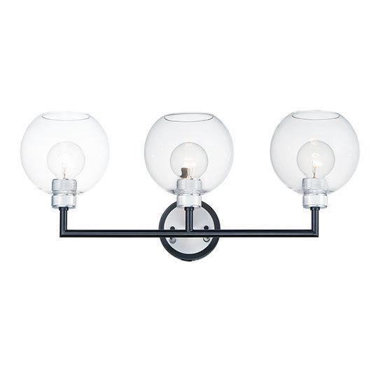 Black and Brushed Aluminum with Clear Glass Shade Vanity Light - LV LIGHTING