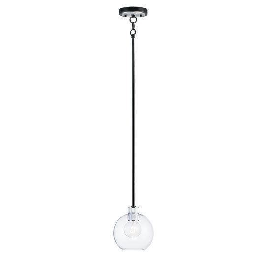Black and Brushed Aluminum with Clear Glass Shade Pendant - LV LIGHTING