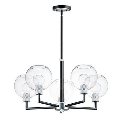 Black and Brushed Aluminum with Clear Glass Shade Chandelier - LV LIGHTING