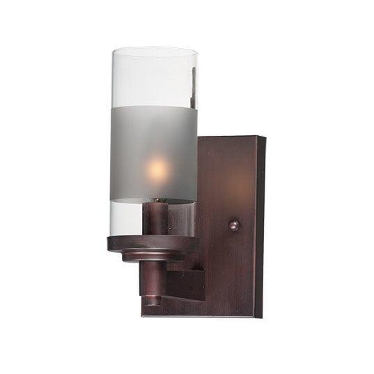 Steel with Clear Cylindrical Glass Shade and Frosted Band Wall Sconce - LV LIGHTING