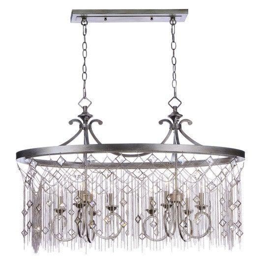 Silver Mist with Crystal Jewelry Chain Linear Chandelier - LV LIGHTING