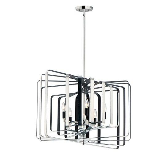 Steel with Concentric Rectangle Rings Pendant - LV LIGHTING