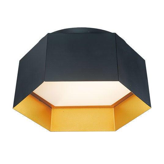 LED Black with Gold Honeycomb Flush Mount - LV LIGHTING