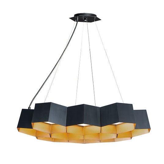 LED Black with Gold Honeycomb Chandelier - LV LIGHTING