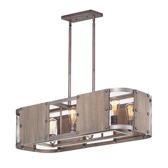 Barn Wood with Weathered Zinc Meshed Linear Pendant - LV LIGHTING