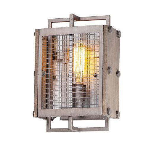 Barn Wood with Weathered Zinc Meshed Wall Sconce - LV LIGHTING