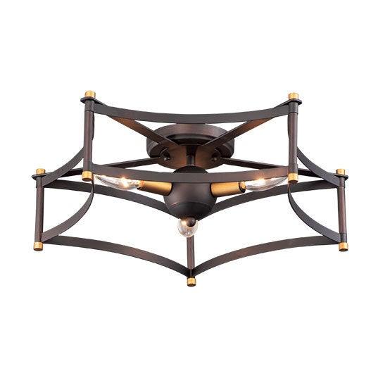 Oil Rubbed Bronze with Antique Brass Open Air Frame Flush Mount - LV LIGHTING