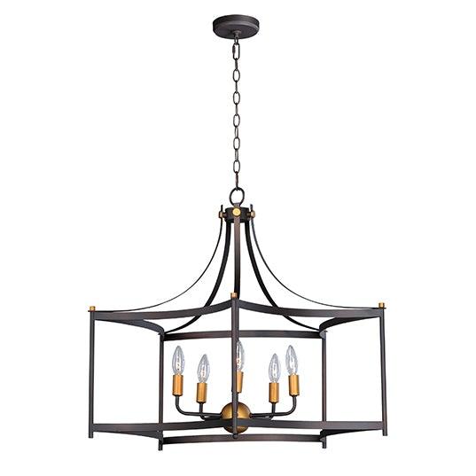 Oil Rubbed Bronze with Antique Brass Open Air Frame Chandelier - LV LIGHTING