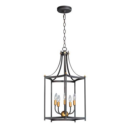 Oil Rubbed Bronze with Antique Brass Open Air Frame Pendant - LV LIGHTING