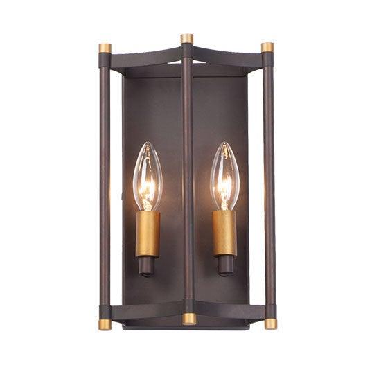 Oil Rubbed Bronze with Antique Brass Open Air Frame Wall Sconce - LV LIGHTING