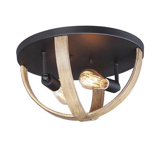 Black Steel with Wood Frame Flush Mount - LV LIGHTING