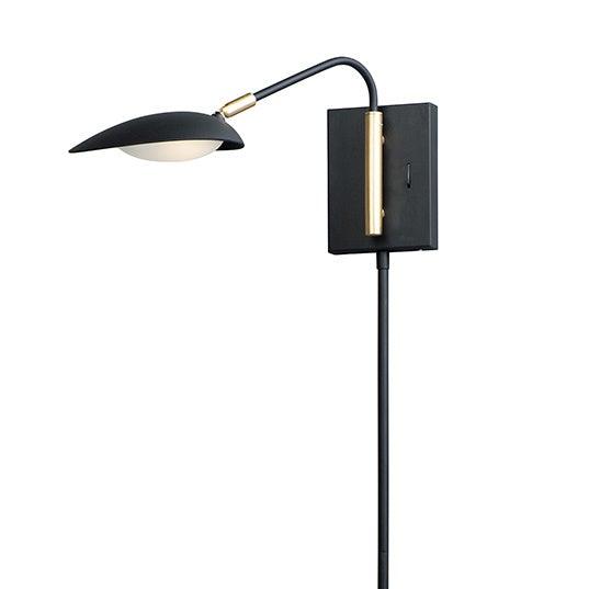 LED Black with Satin Brass One Arm Wall Sconce - LV LIGHTING
