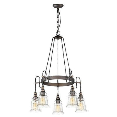 Oil Rubbed Bronze with Hammered Glass Chandelier - LV LIGHTING