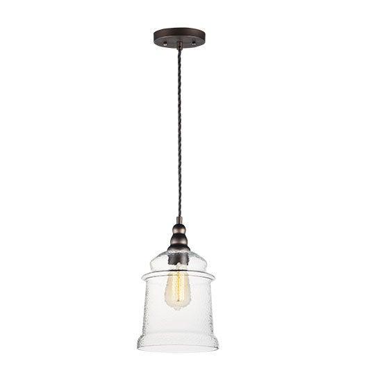 Oil Rubbed Bronze with Hammered Glass Mini Pendant - LV LIGHTING