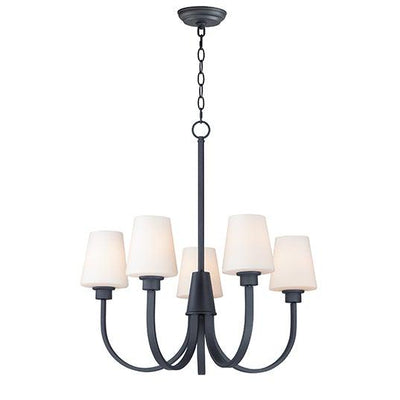 Steel with Satin White Glass Shade Chandelier - LV LIGHTING