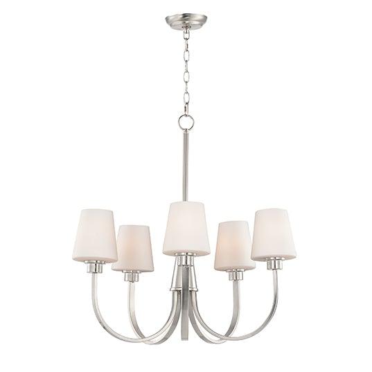 Steel with Satin White Glass Shade Chandelier - LV LIGHTING
