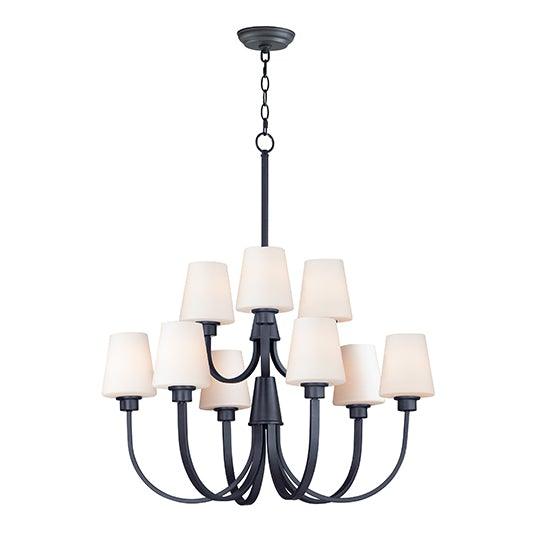 Steel with Satin White Glass Shade Chandelier - LV LIGHTING
