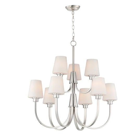 Steel with Satin White Glass Shade Chandelier - LV LIGHTING