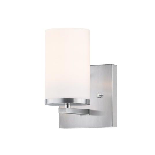 Steel with Satin White Cylindrical Glass Shade Vanity Light - LV LIGHTING