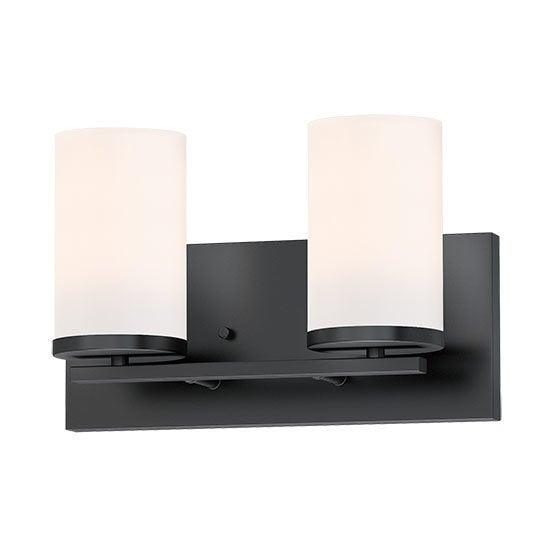 Steel with Satin White Cylindrical Glass Shade Vanity Light - LV LIGHTING
