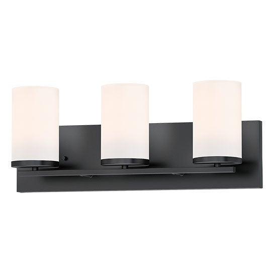 Steel with Satin White Cylindrical Glass Shade Vanity Light - LV LIGHTING