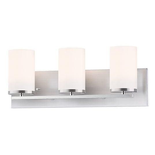 Steel with Satin White Cylindrical Glass Shade Vanity Light - LV LIGHTING