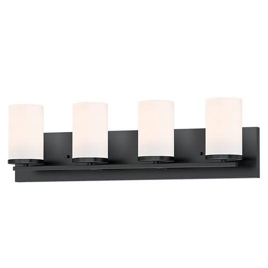 Steel with Satin White Cylindrical Glass Shade Vanity Light - LV LIGHTING