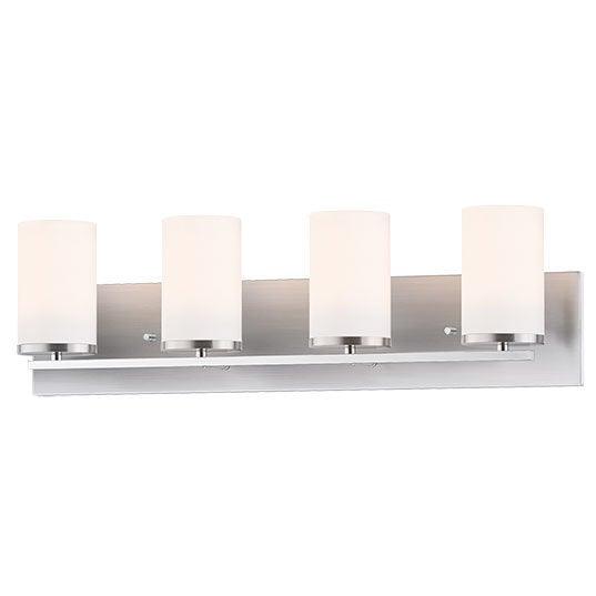 Steel with Satin White Cylindrical Glass Shade Vanity Light - LV LIGHTING