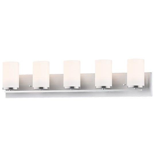 Steel with Satin White Cylindrical Glass Shade Vanity Light - LV LIGHTING