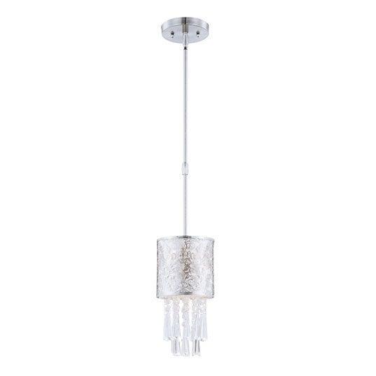 Satin Nickel with Patterned Shade and Crystal Mini Pendant - LV LIGHTING