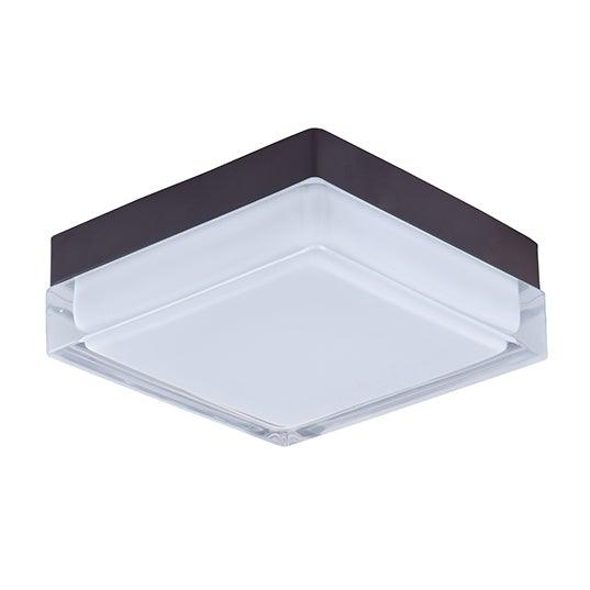 Bronze with Coated White Glass Shade Square Flush Mount - LV LIGHTING