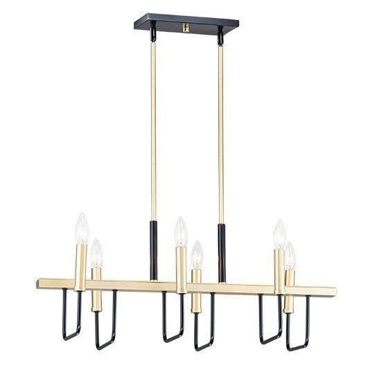 Black Arms with Gold Candle Linear Pendant - LV LIGHTING