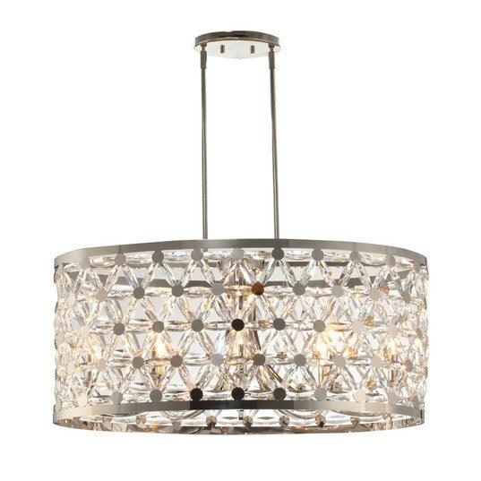 Polished Nickel with Petals of Crystal Oval Pendant - LV LIGHTING